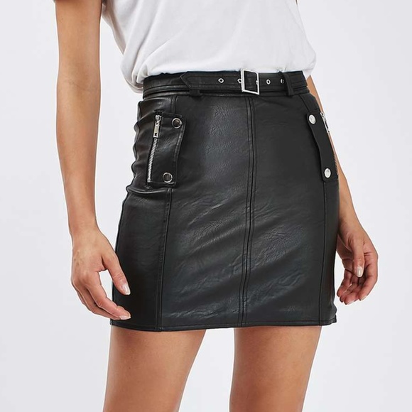 Topshop Dresses & Skirts - Topshop Belted Faux Leather Skirt